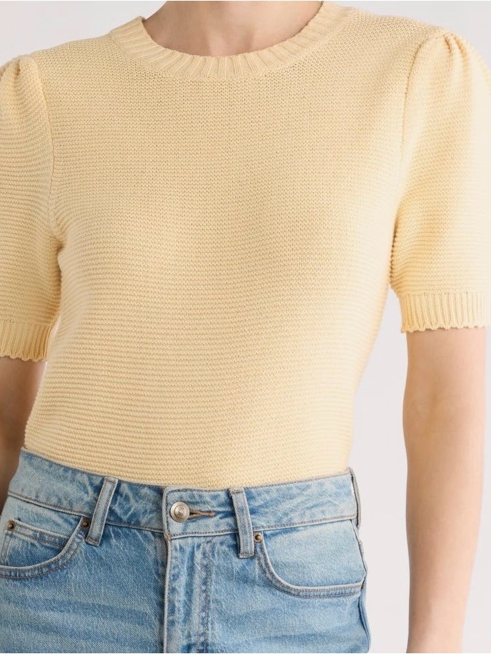 Melrose & Market Textured Stitch Short-Sleeve sweater, beige gelato, size medium